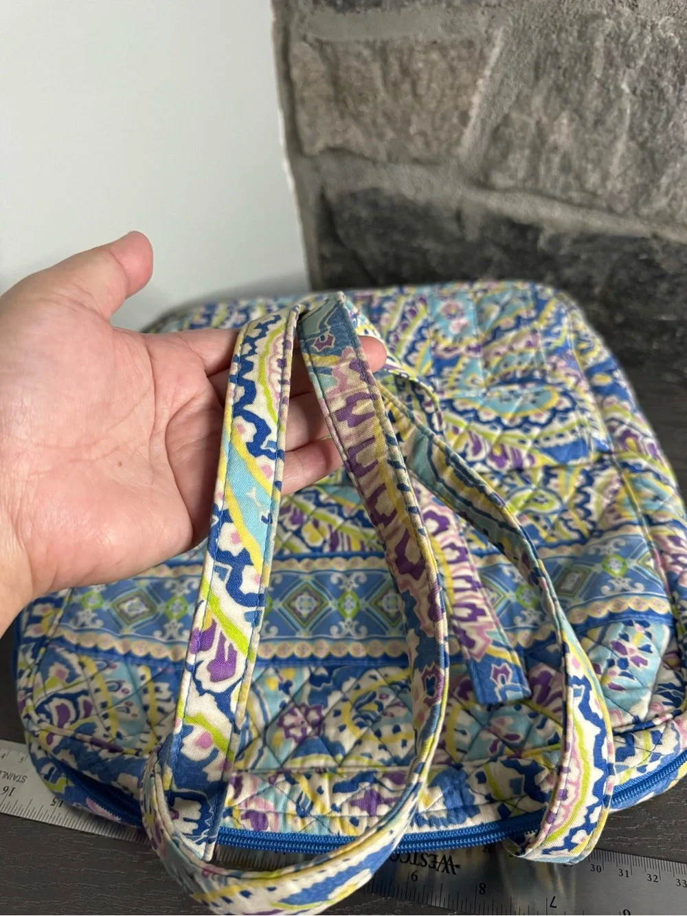 Quilted Paisley Tote Bag - Blue, Green & Pink